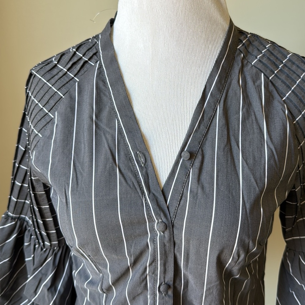 Alpha & Omega Striped Balloon Sleeve Top - Picture 2 of 10